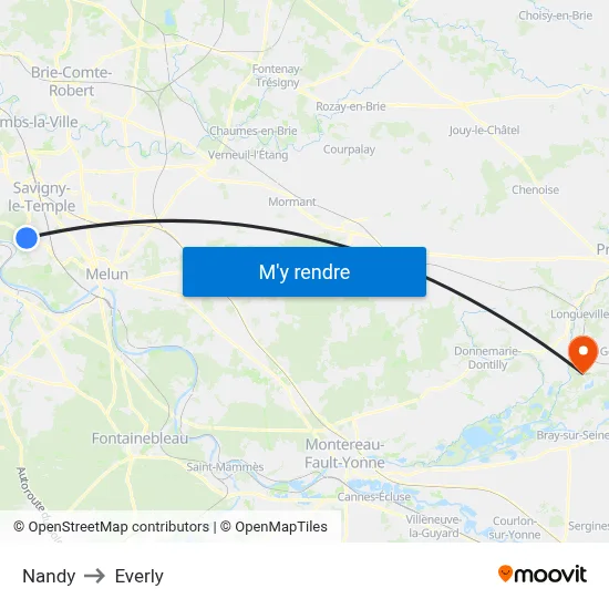 Nandy to Everly map