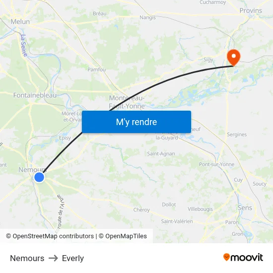 Nemours to Everly map