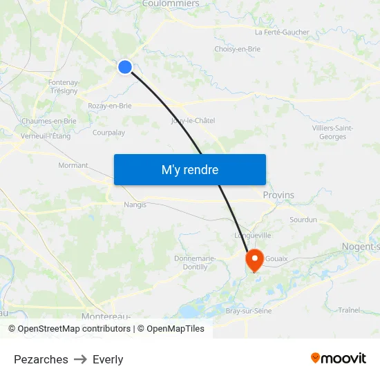 Pezarches to Everly map