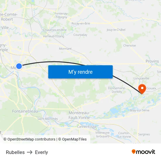 Rubelles to Everly map