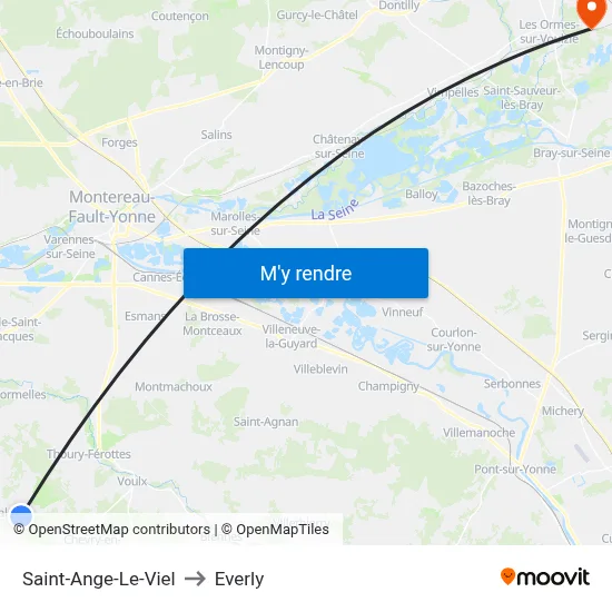 Saint-Ange-Le-Viel to Everly map