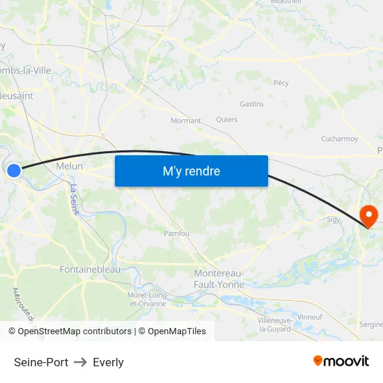 Seine-Port to Everly map