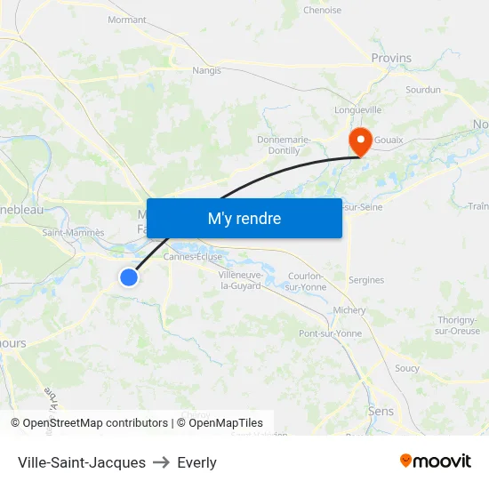 Ville-Saint-Jacques to Everly map