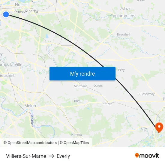 Villiers-Sur-Marne to Everly map
