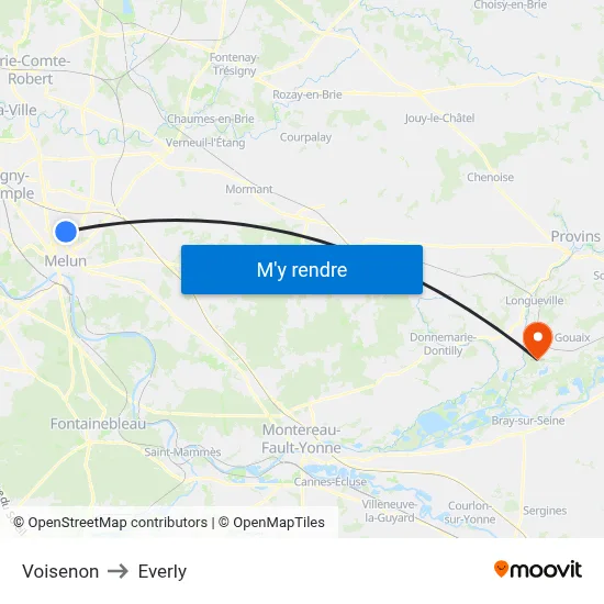 Voisenon to Everly map