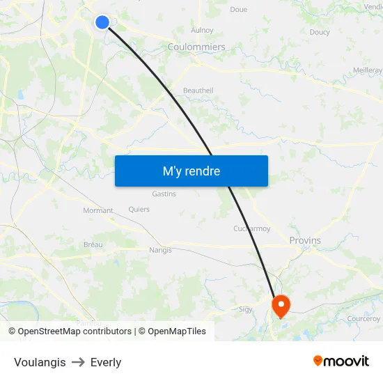 Voulangis to Everly map