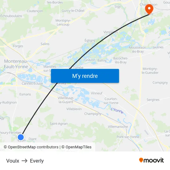 Voulx to Everly map