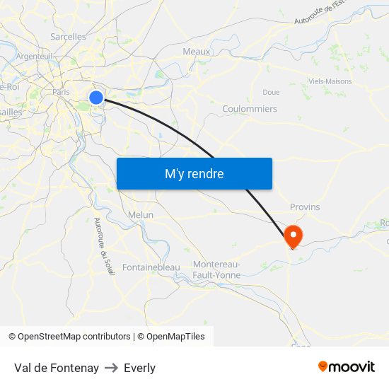 Val de Fontenay to Everly map