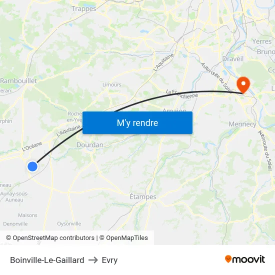 Boinville-Le-Gaillard to Evry map