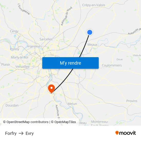 Forfry to Evry map