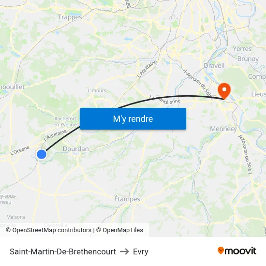 Saint-Martin-De-Brethencourt to Evry map
