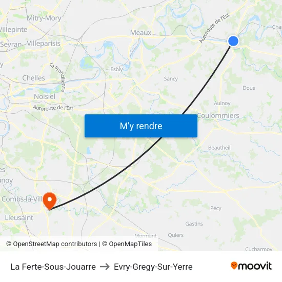 La Ferte-Sous-Jouarre to Evry-Gregy-Sur-Yerre map