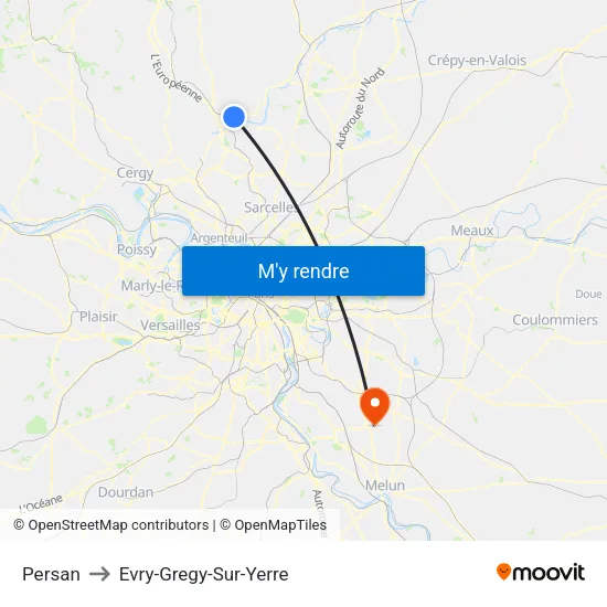 Persan to Evry-Gregy-Sur-Yerre map