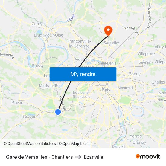 Gare de Versailles - Chantiers to Ezanville map