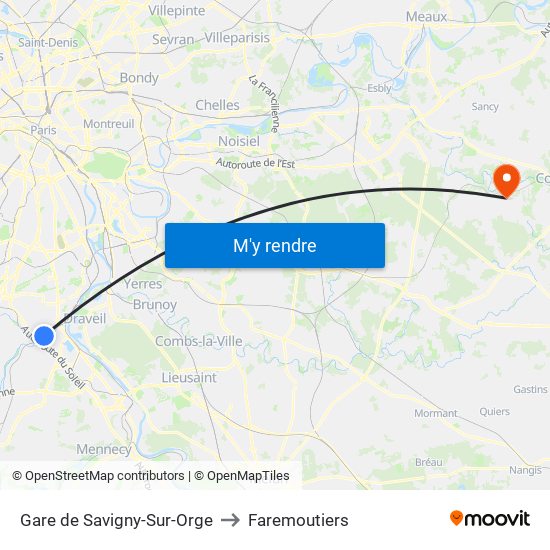 Gare de Savigny-Sur-Orge to Faremoutiers map
