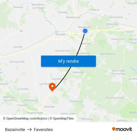 Bazainville to Faverolles map