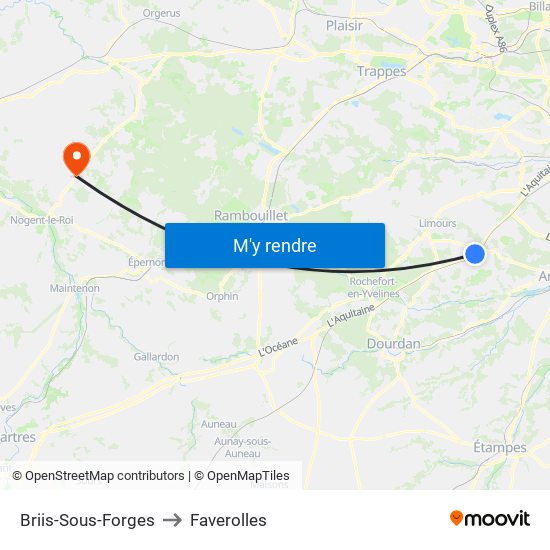 Briis-Sous-Forges to Faverolles map