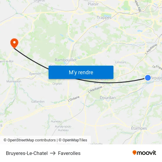 Bruyeres-Le-Chatel to Faverolles map