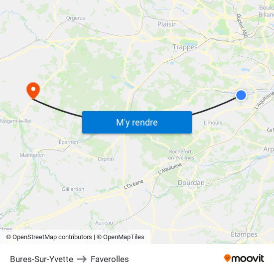 Bures-Sur-Yvette to Faverolles map