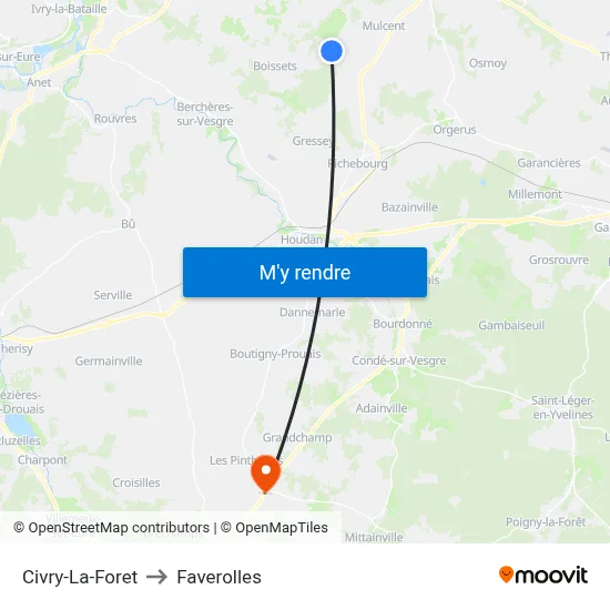 Civry-La-Foret to Faverolles map