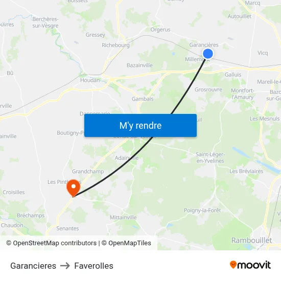 Garancieres to Faverolles map