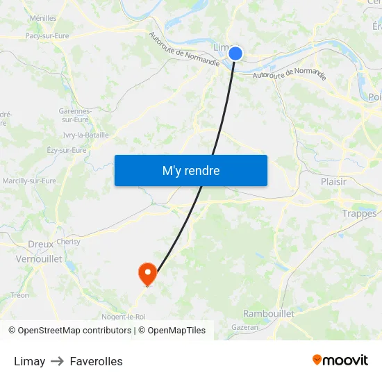 Limay to Faverolles map