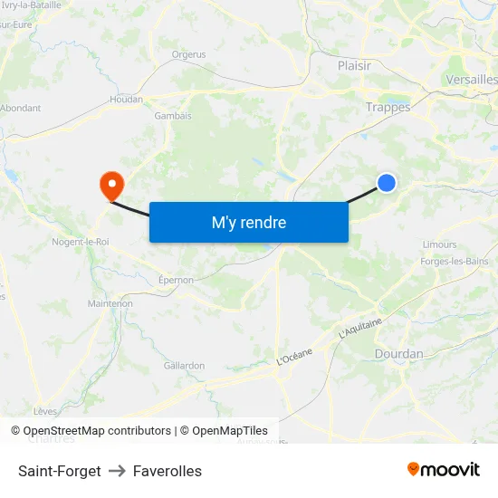 Saint-Forget to Faverolles map