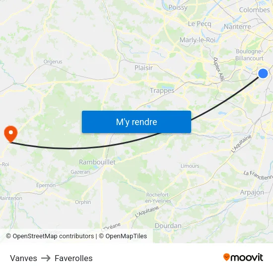 Vanves to Faverolles map