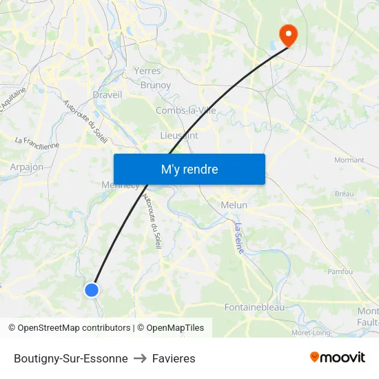 Boutigny-Sur-Essonne to Favieres map