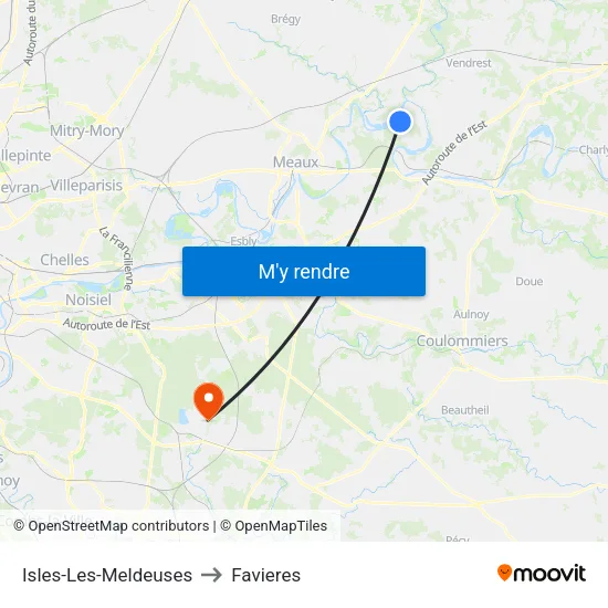 Isles-Les-Meldeuses to Favieres map