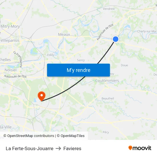 La Ferte-Sous-Jouarre to Favieres map