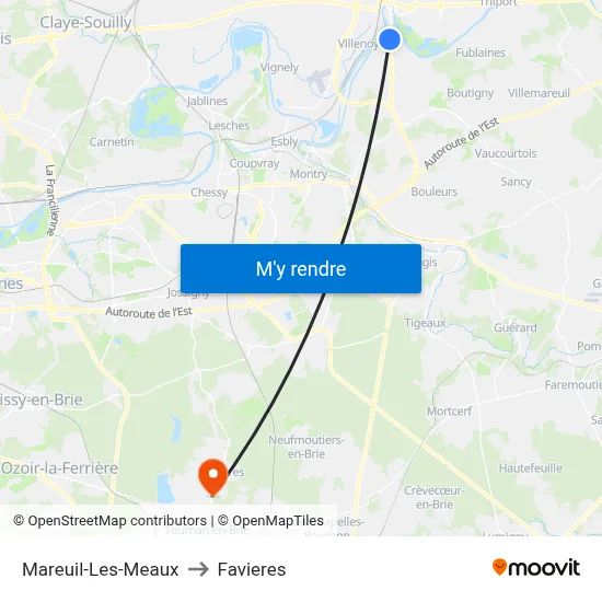 Mareuil-Les-Meaux to Favieres map