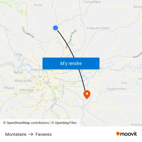 Montataire to Favieres map
