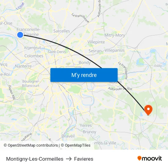 Montigny-Les-Cormeilles to Favieres map