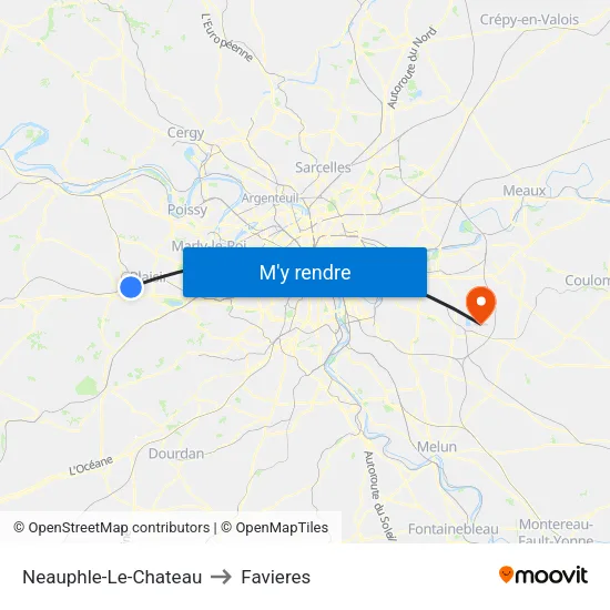 Neauphle-Le-Chateau to Favieres map