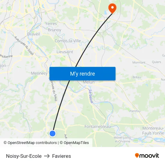 Noisy-Sur-Ecole to Favieres map