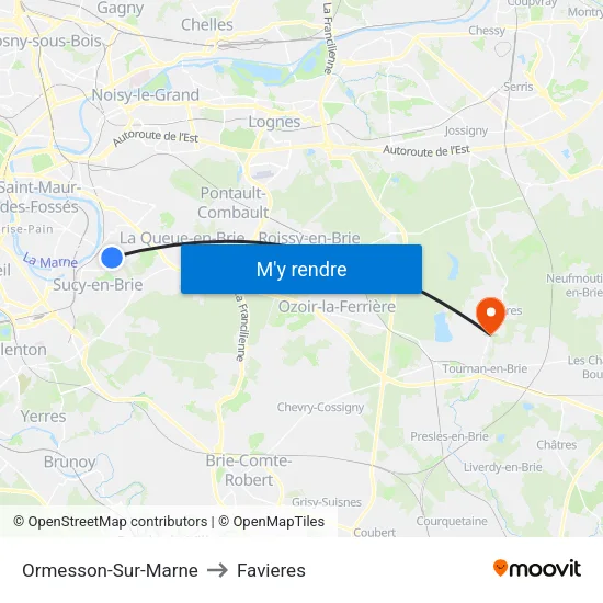 Ormesson-Sur-Marne to Favieres map