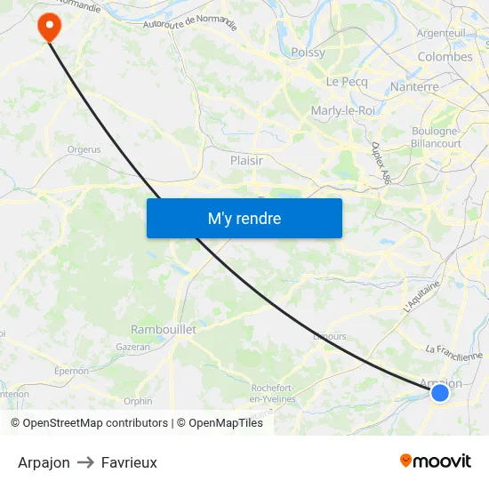 Arpajon to Favrieux map