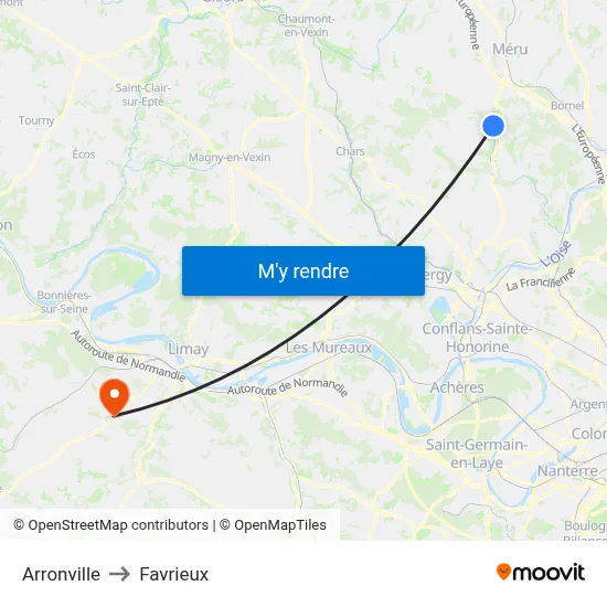 Arronville to Favrieux map