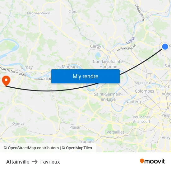 Attainville to Favrieux map