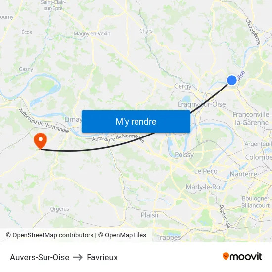 Auvers-Sur-Oise to Favrieux map