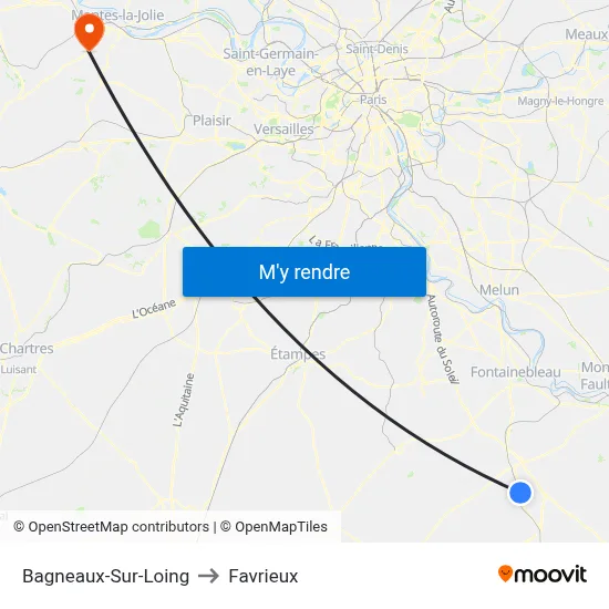 Bagneaux-Sur-Loing to Favrieux map
