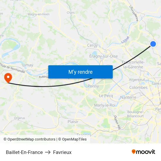 Baillet-En-France to Favrieux map