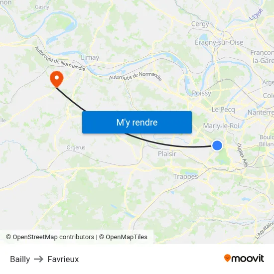 Bailly to Favrieux map