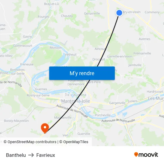Banthelu to Favrieux map