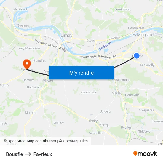 Bouafle to Favrieux map