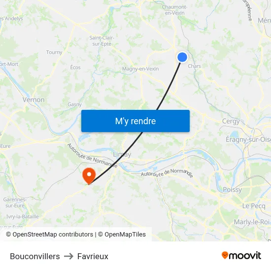 Bouconvillers to Favrieux map