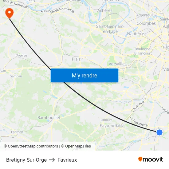 Bretigny-Sur-Orge to Favrieux map