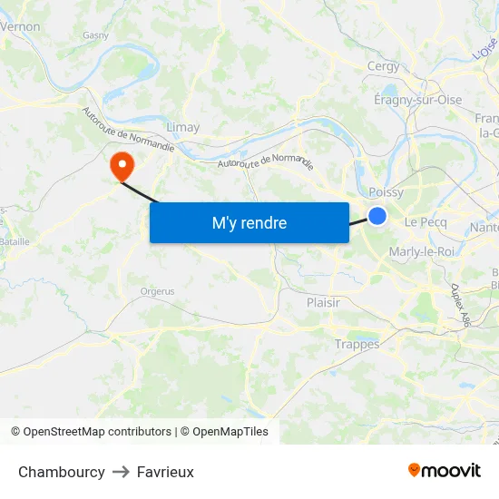 Chambourcy to Favrieux map