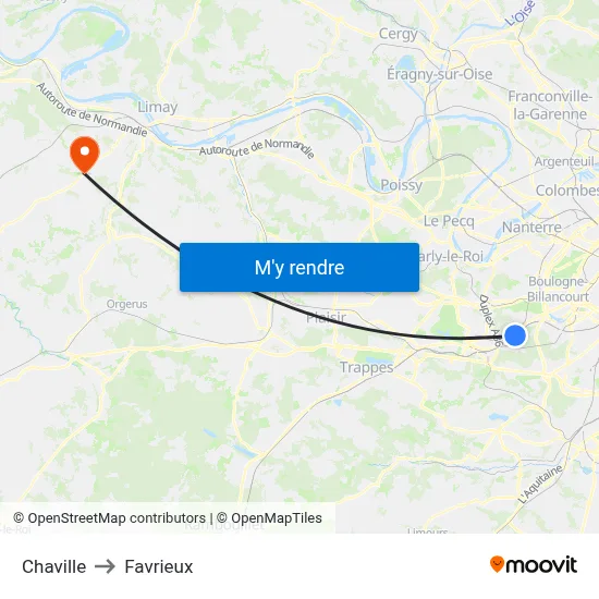 Chaville to Favrieux map